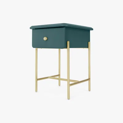 Made.com Maddie Bedside Table, Teal & Brass