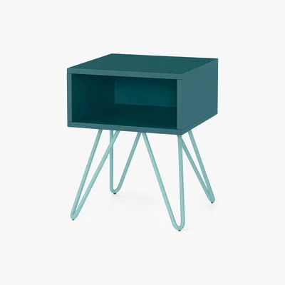 Made.com Made Essentials Beru Open Bedside Table, Teal & Light Blue Legs