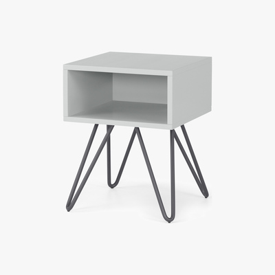Made.com Made Essentials Beru Open Bedside Table, Light Grey & Charcoal Legs