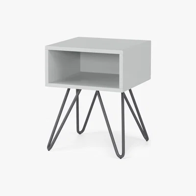 Made.com Made Essentials Beru Open Bedside Table, Light Grey & Charcoal Legs