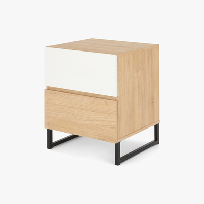 Made.com MADE Essentials Hopkins Bedside Table , Oak Effect & White