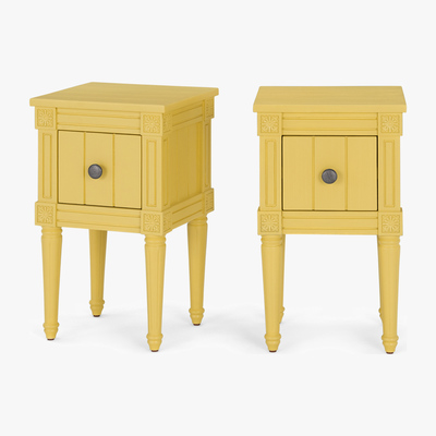 Made.com Bourbon Vintage Set of 2 Compact Bedside Table, Mustard