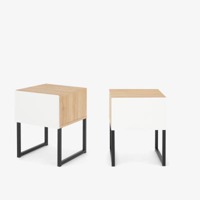 Made.com Hopkins Set of 2 Bedside Tables , Oak Effect & White