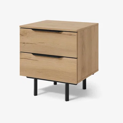Made.com Damien Bedside Table, Oak Effect & Black