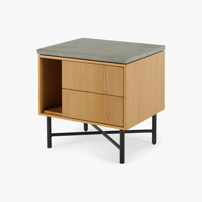 Made.com Dara Bedside Table, Oak & Concrete