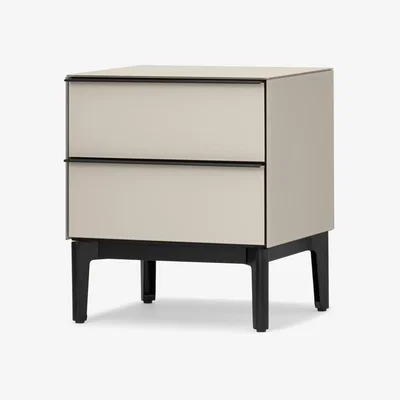 Made.com Silas Bedside Table, Silver Grey Glass