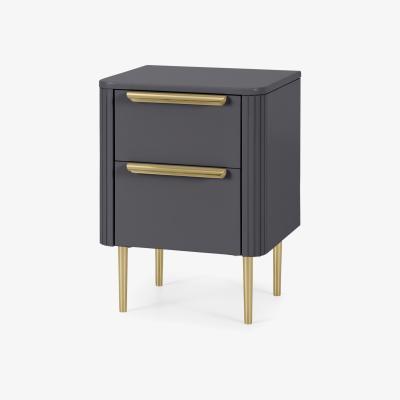 Made.com Ebro Bedside Table, Dusk Grey & Brass