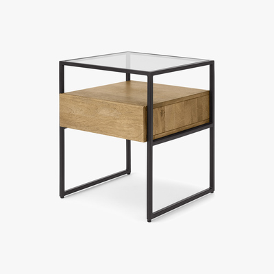 Made.com Kilby Bedside Table, Light Mango Wood & Black