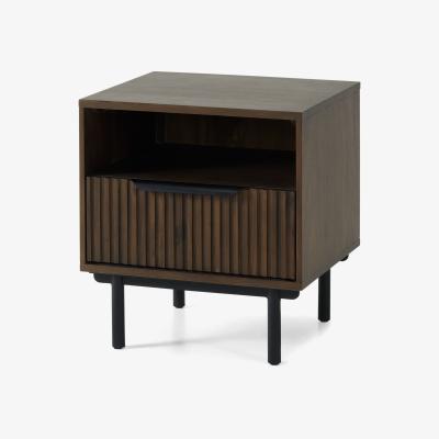 Made.com Anwick Bedside Table, Dark Stain Acacia & Black