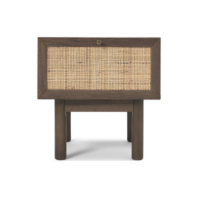 Made.com Pavia Bedside Table, Natural Rattan & Walnut Effect