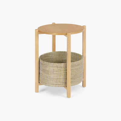 Made.com Pipel Bedside Table, Natural Oak & Rattan