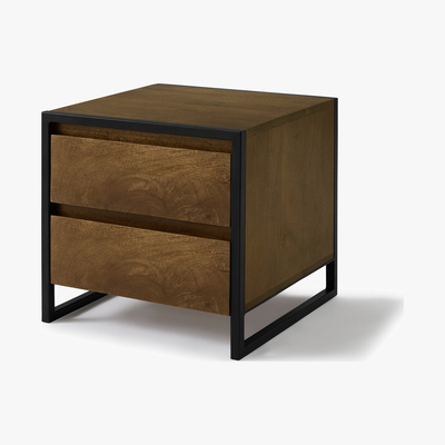 Made.com Rena 2 Drawer Bedside table, Mango Wood & Black
