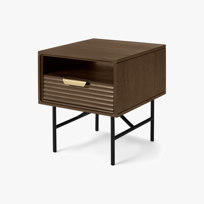 Made.com Haines Bedside Table, Mango Wood & Brass