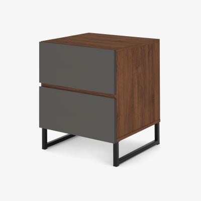 Made.com Hopkins Bedside, Grey and Walnut Effect