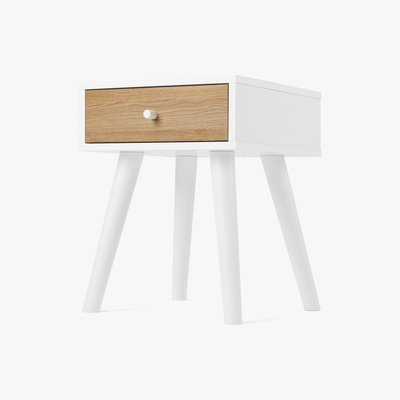 Made.com MADE Essentials Larsen Bedside Table, Oak Effect and White