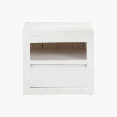 Maisons du Monde Solid wood bedside table with drawer in white W 40cm White