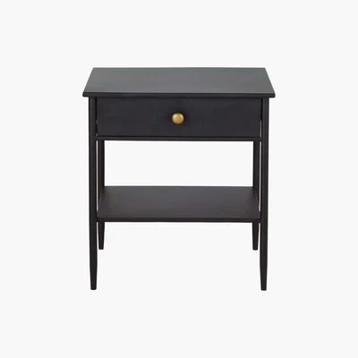Maisons du Monde Matte Black Metal 1-Drawer Bedside Table St Antoine