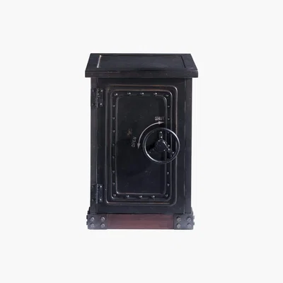 Maisons du Monde Distressed wood safe cabinet in black W 53cm Bank