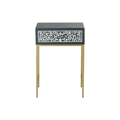 Maisons du Monde Bedside table in blue and brass with 1 drawer
