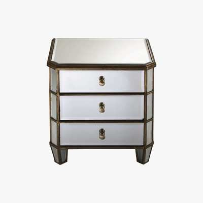 Maisons du Monde Metal and Mirror 3-Drawer Bedside Table Athenee