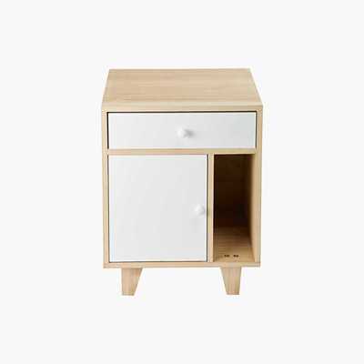 Maisons du Monde 1-door 1 drawer bedside table in white paulownia Spring