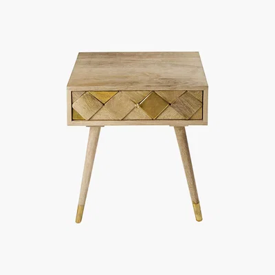 Maisons du Monde 1-drawer bedside table in gold-effect mango wood Salome