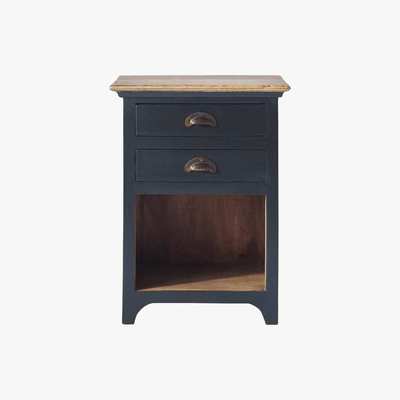 Maisons du Monde Grey Mango Wood Bedside Table with 2-Drawers Chinon