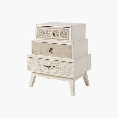 Maisons du Monde Destructured 3-Drawer Bedside Table with Print Rumba