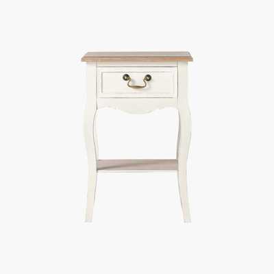 Maisons du Monde 1-Drawer Bedside Table with Drawer in Cream Léontine