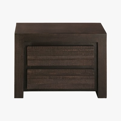 Maisons du Monde Solid mango wood bedside table with 2 drawers Java