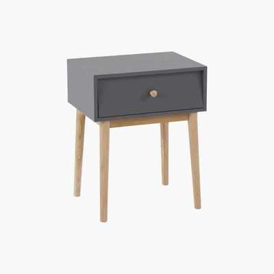 Maisons du Monde Anthracite Grey Vintage 1-Drawer Bedside Table Zen Market