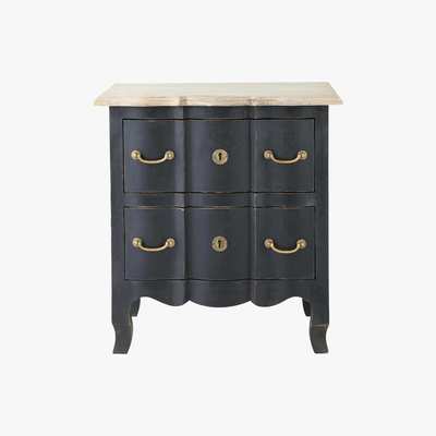 Maisons du Monde Black Acacia and Mango 2-Drawers Bedside Table Versailles