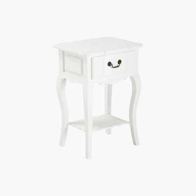 Maisons du Monde Paulownia wood bedside table with drawer in white W 44cm Joséphine