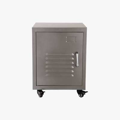 Maisons du Monde Grey Metal Bedside Table on Castors Loft