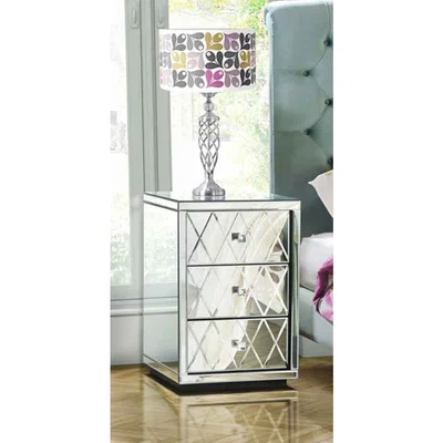 My Furniture KNIGHTSBRIDGE Mirrored Bedside Table with 3 Drawers