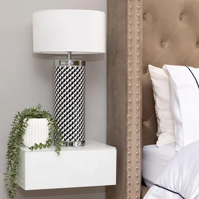 My Furniture Inga White Glass Floating Bedside Table