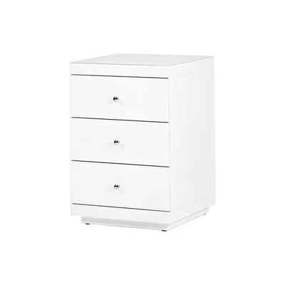 My Furniture Pimlico White Glass Bedside Table with 3 Drawers