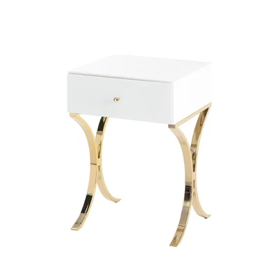 My Furniture Aurelia White and Champagne Gold Bedside Table