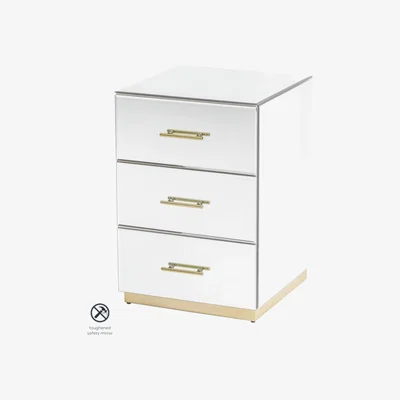 My Furniture Harper Mirrored Side Table – Champagne Gold Details