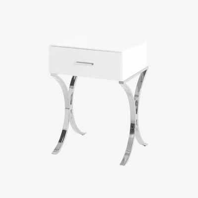 My Furniture Aurelia White Glass Bedside Table