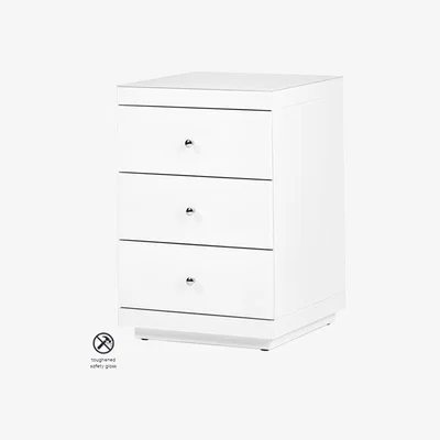 My Furniture Pair of Pimlico White Glass Bedside Tables