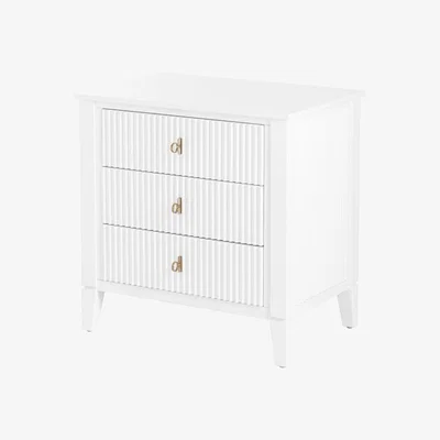My Furniture Heidi White Bedside Table Brass/Silver