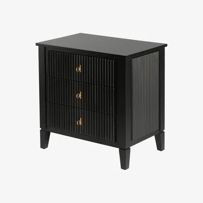 My Furniture Heidi Black Bedside Table Brass/Silver