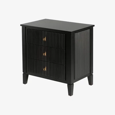 My Furniture Heidi Black Bedside Table Brass/Silver