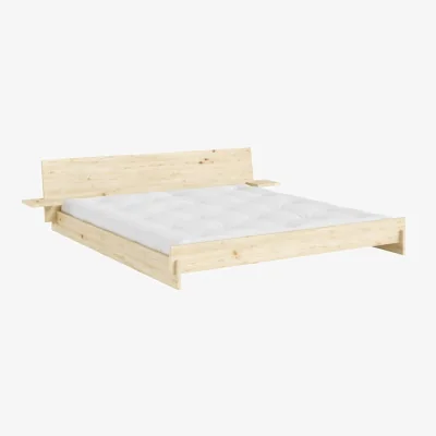 Made in Design Latch Double bed natural wood / For Mattress 180 x 200 cm - Headboard with bedside tables - KARUP