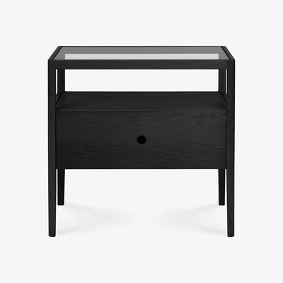 Made in Design Spindle Bedside table - / Solid oak & glass - 1 drawer by Ethnicraft Black