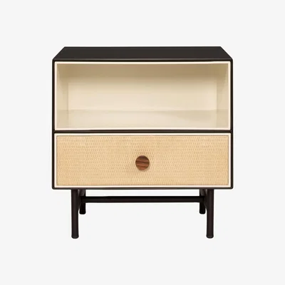 Made in Design Essence Bedside table - / Wood & rattan by Maison Sarah Lavoine Black