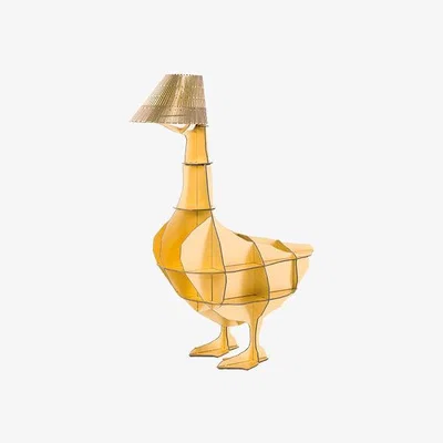 Made in Design Junon Gold Bedside table - / Goose Lamp - L 76 x H 95 cm / Numbered limited edition by Ibride Gold/Metal