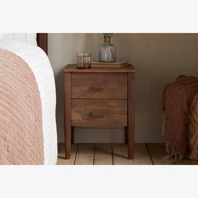 Nkuku nkuku Anbu Acacia Bedside Table | Bedroom Furniture | Washed Walnut