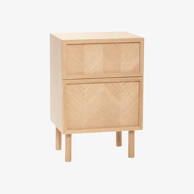 Nordic Nest Hübsch Herringbone bedside table Oak